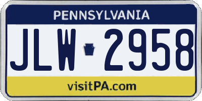 PA license plate JLW2958
