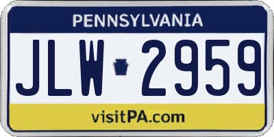 PA license plate JLW2959