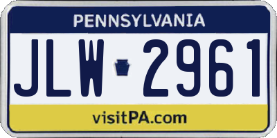PA license plate JLW2961