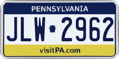 PA license plate JLW2962
