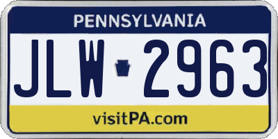 PA license plate JLW2963