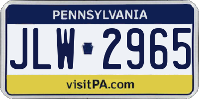 PA license plate JLW2965