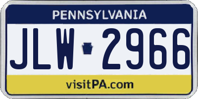 PA license plate JLW2966