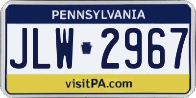 PA license plate JLW2967
