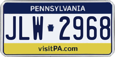 PA license plate JLW2968