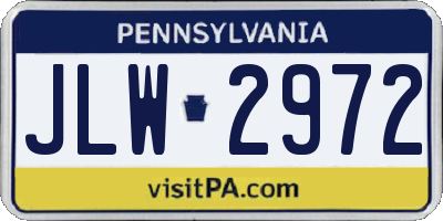 PA license plate JLW2972
