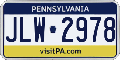 PA license plate JLW2978