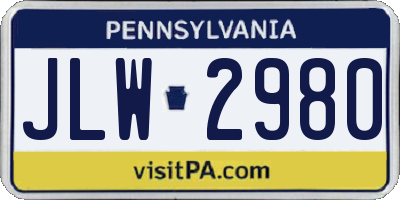 PA license plate JLW2980