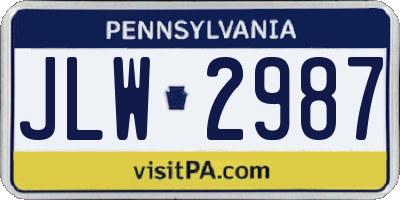 PA license plate JLW2987