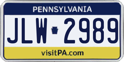 PA license plate JLW2989