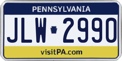 PA license plate JLW2990