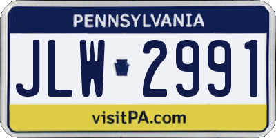 PA license plate JLW2991