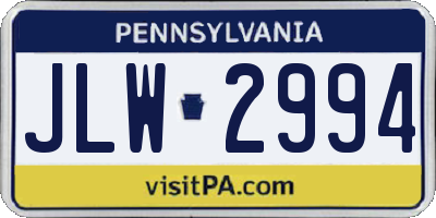 PA license plate JLW2994