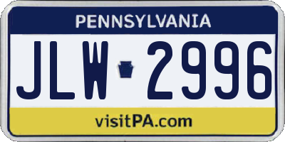 PA license plate JLW2996
