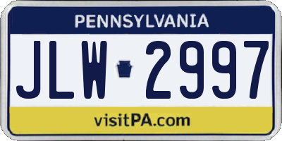 PA license plate JLW2997
