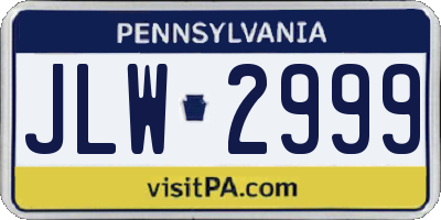 PA license plate JLW2999
