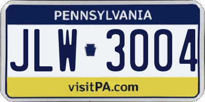 PA license plate JLW3004