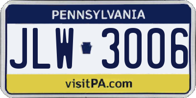 PA license plate JLW3006