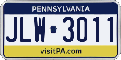 PA license plate JLW3011