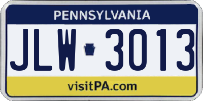 PA license plate JLW3013