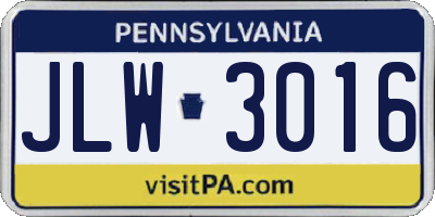 PA license plate JLW3016