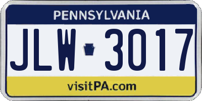 PA license plate JLW3017
