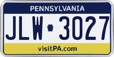 PA license plate JLW3027
