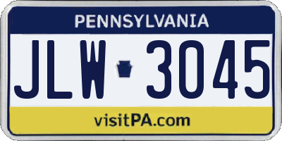 PA license plate JLW3045