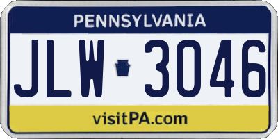 PA license plate JLW3046