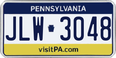PA license plate JLW3048
