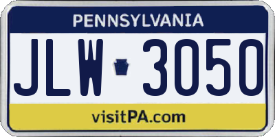 PA license plate JLW3050