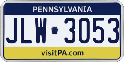 PA license plate JLW3053