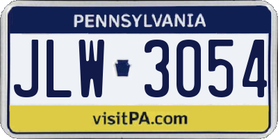 PA license plate JLW3054