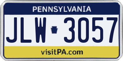 PA license plate JLW3057
