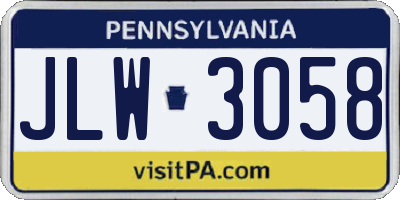 PA license plate JLW3058