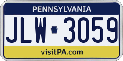 PA license plate JLW3059