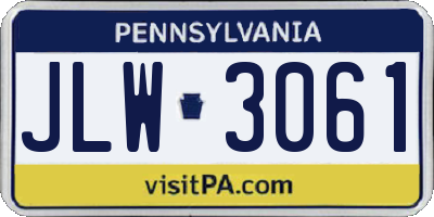 PA license plate JLW3061