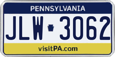 PA license plate JLW3062