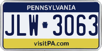 PA license plate JLW3063