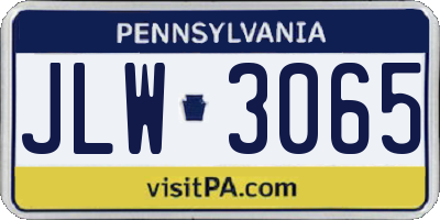 PA license plate JLW3065