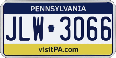 PA license plate JLW3066