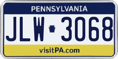 PA license plate JLW3068