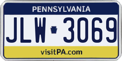 PA license plate JLW3069