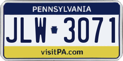 PA license plate JLW3071