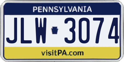 PA license plate JLW3074