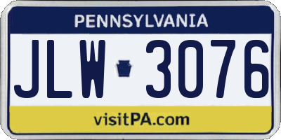 PA license plate JLW3076