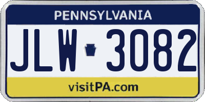 PA license plate JLW3082