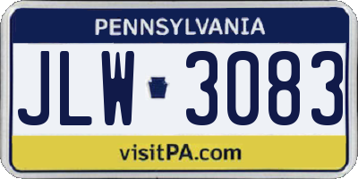 PA license plate JLW3083
