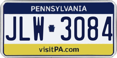 PA license plate JLW3084