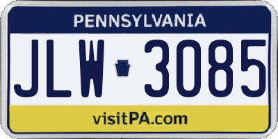 PA license plate JLW3085